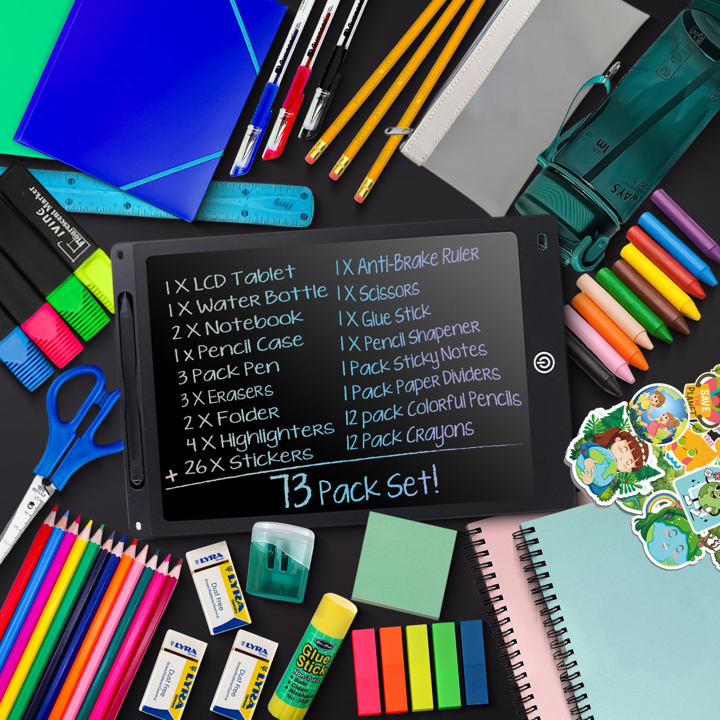Eco-Friendly School Kit for Elementary, Middle School with LCD Tablet