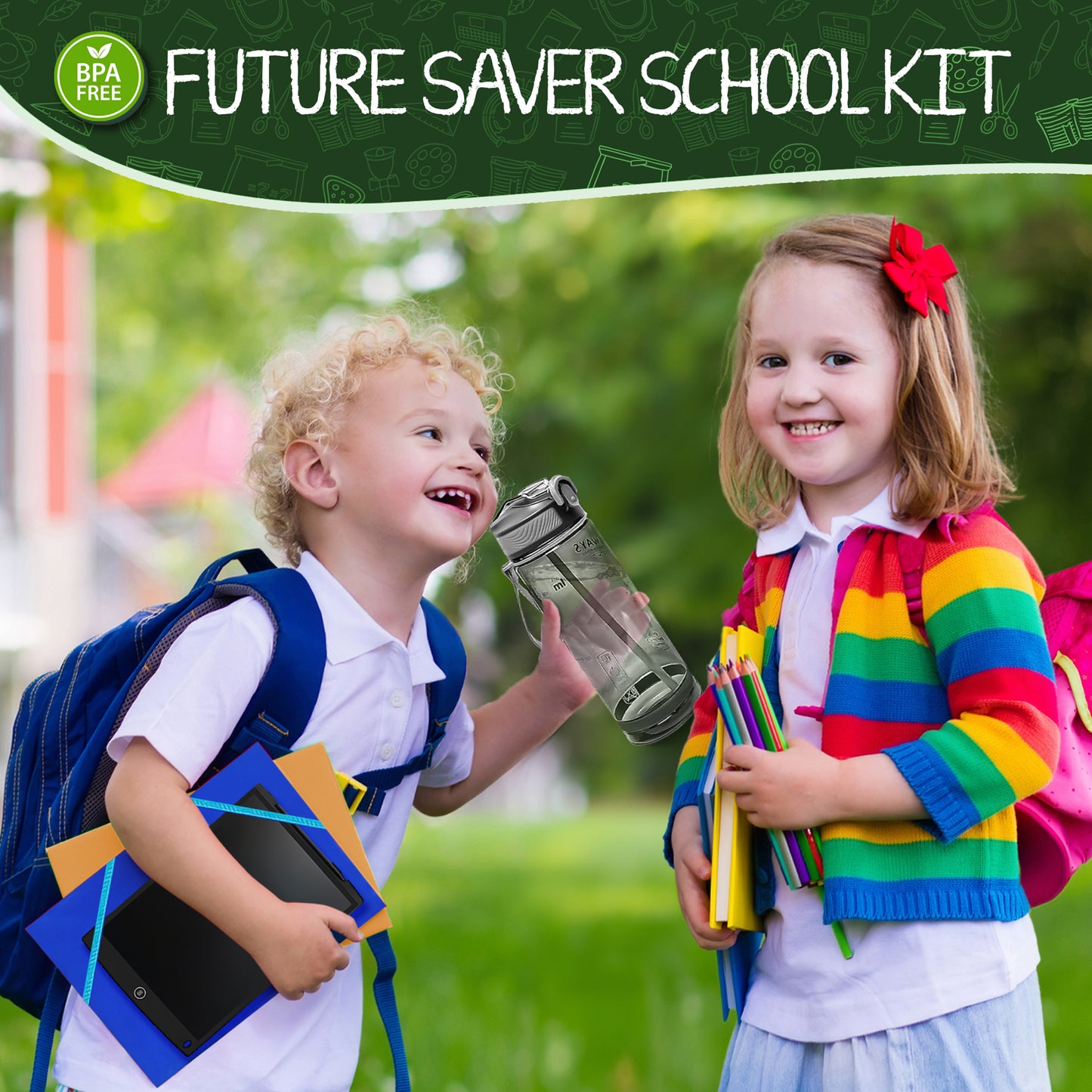 Eco-Friendly School Kit for Elementary, Middle School with LCD Tablet