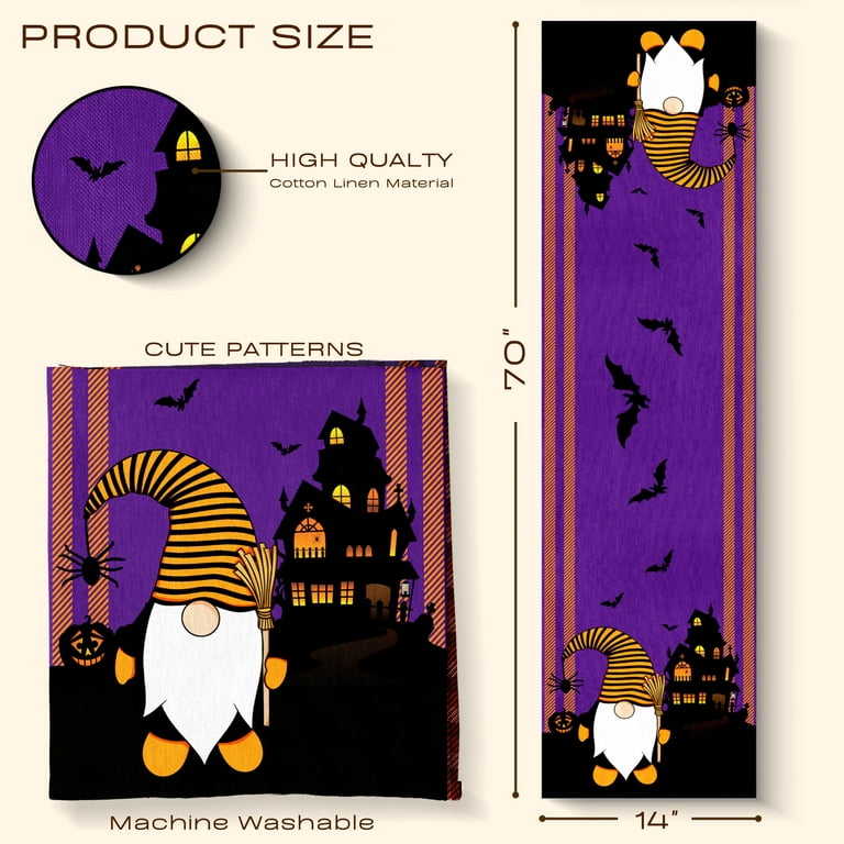 Halloween Decor Table Runner Machine Washable Table Runner Made of High Quality Material 72x14 inch