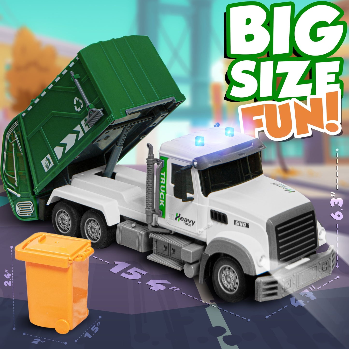 JoyX RC Garbage Truck Toy with LED Lights āRechargeable, Interactive Christmas Gift for Kids 3-8