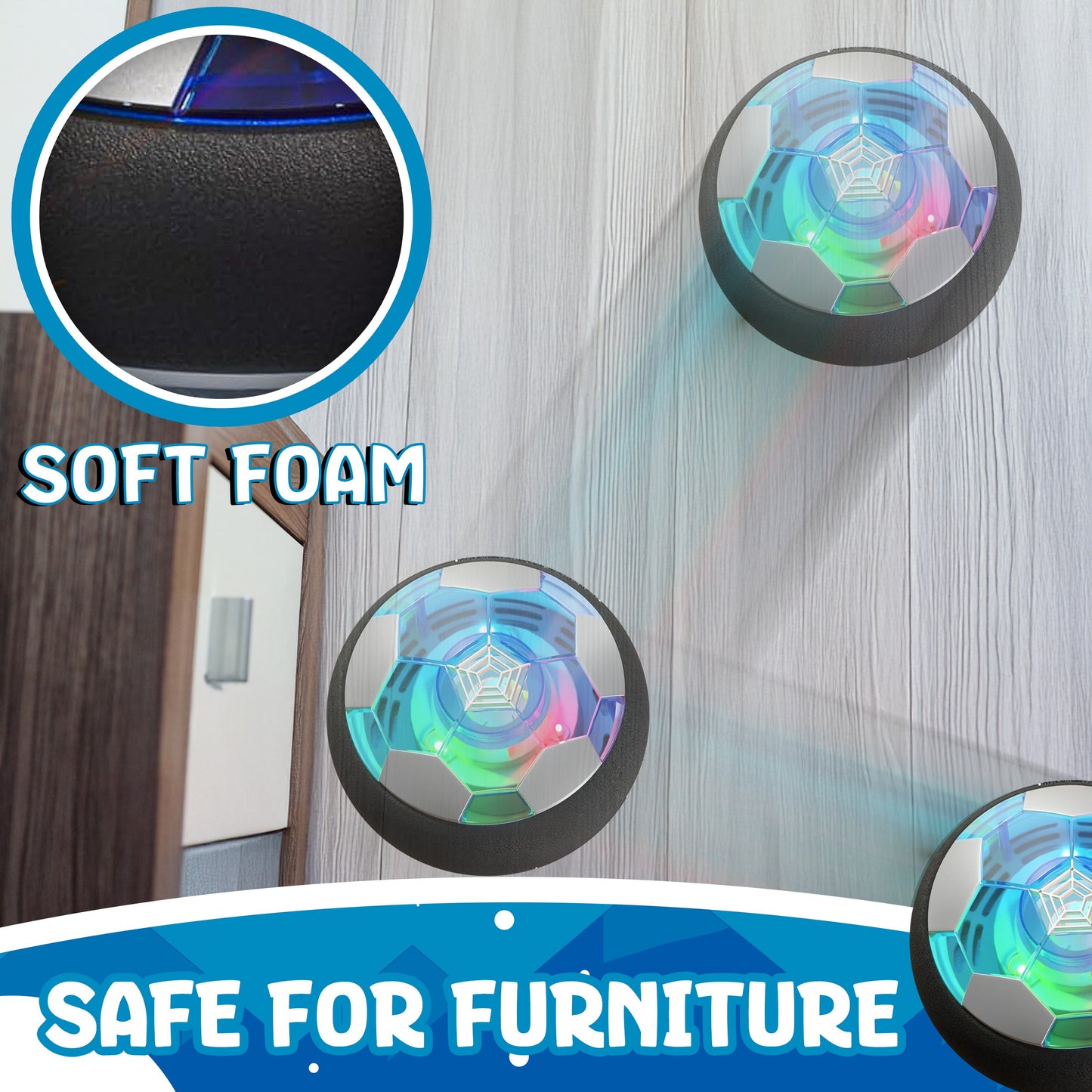 JoyX Rechargeable Air Hover Soccer Balls for Kids – Indoor Games with LED Lights 2 Pack