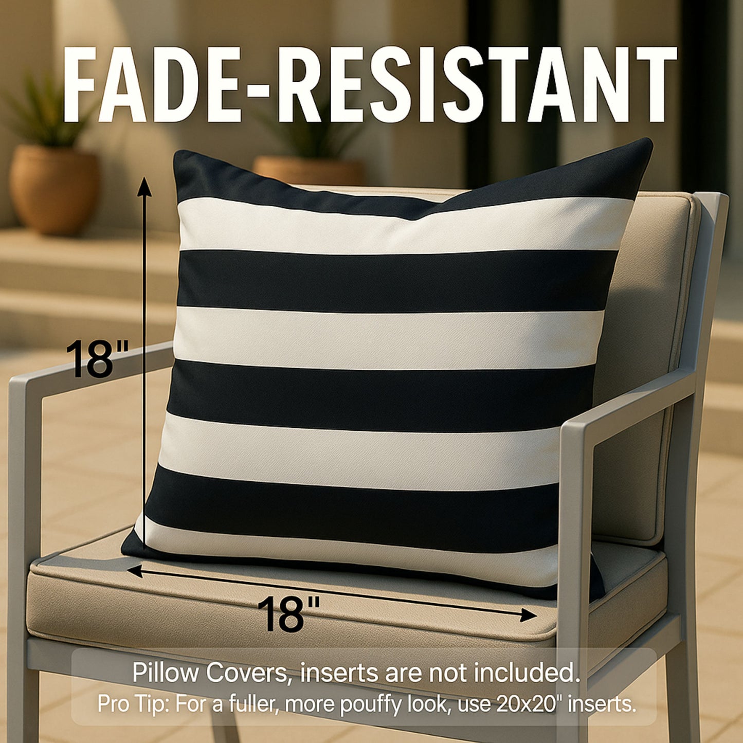 DecorX 4-Pack 18x18 Black & White Outdoor Pillow Covers – Waterproof & Modern Geometric