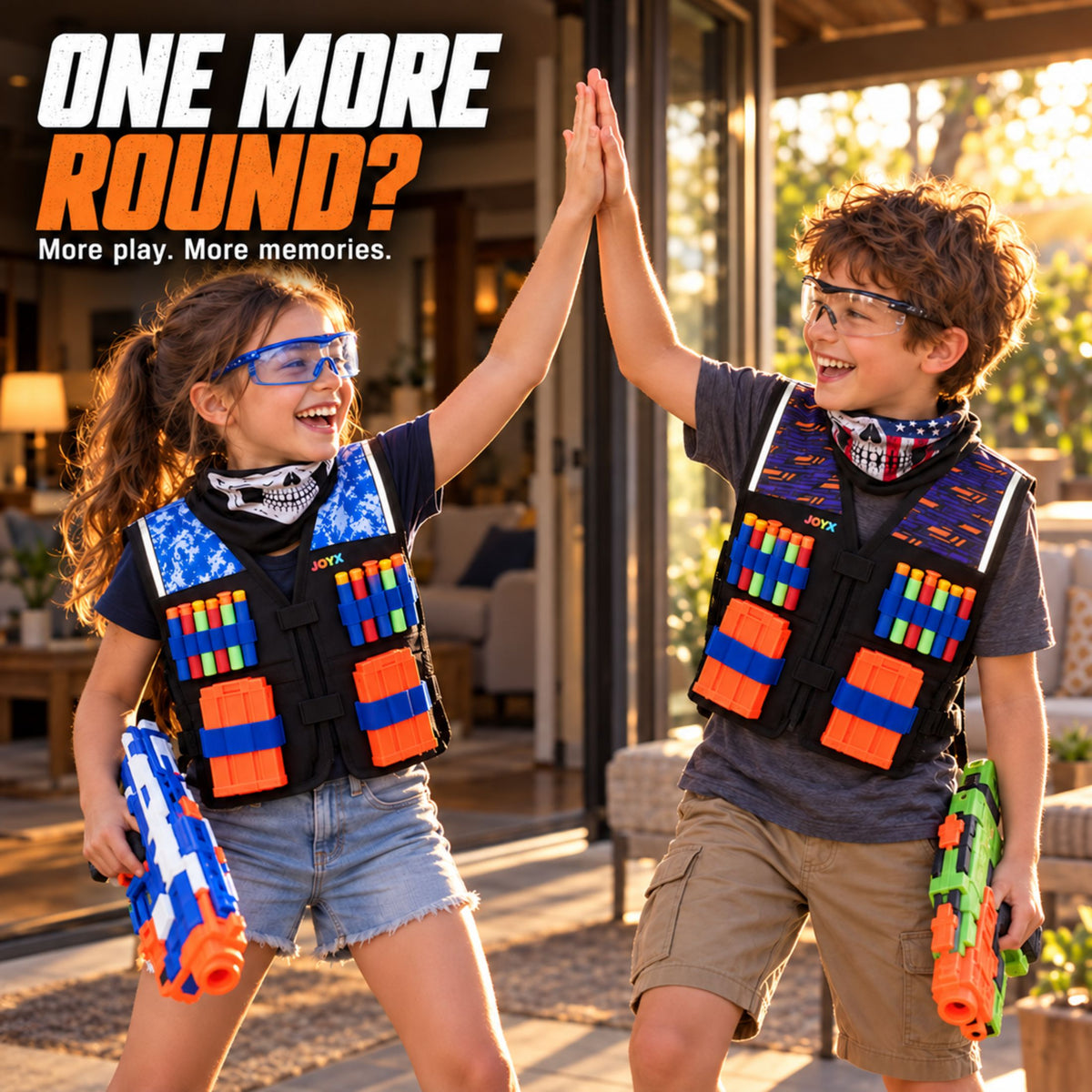 JoyX 2-Player Dart Reflective Tactical Vest Set with Glow-in-the-Dark Darts