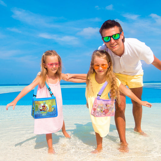 JoyX Kids' 2-Pack Mesh Beach Bags Storage for Toys & Beach Essentials