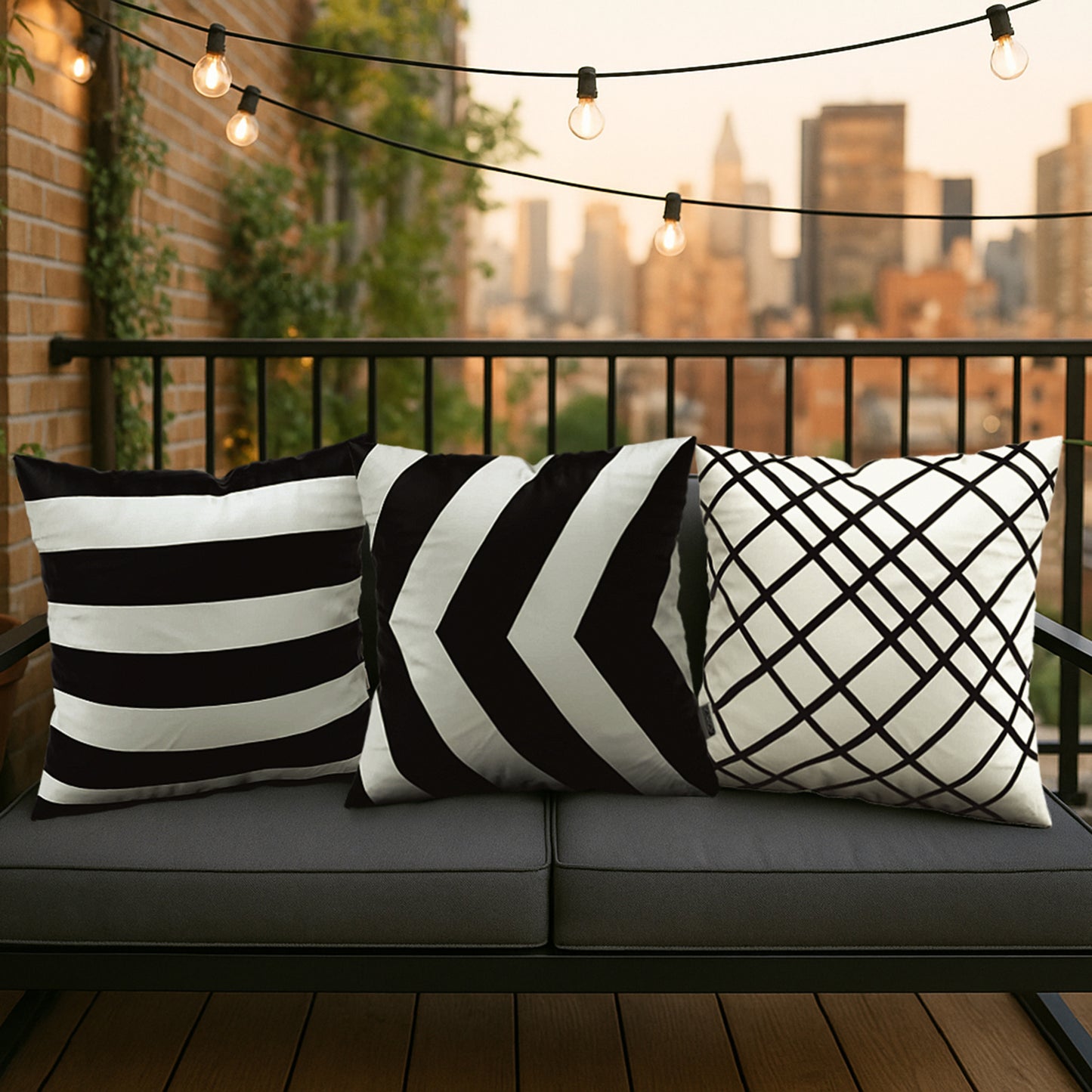 DecorX 4-Pack 18x18 Black & White Outdoor Pillow Covers – Waterproof & Modern Geometric