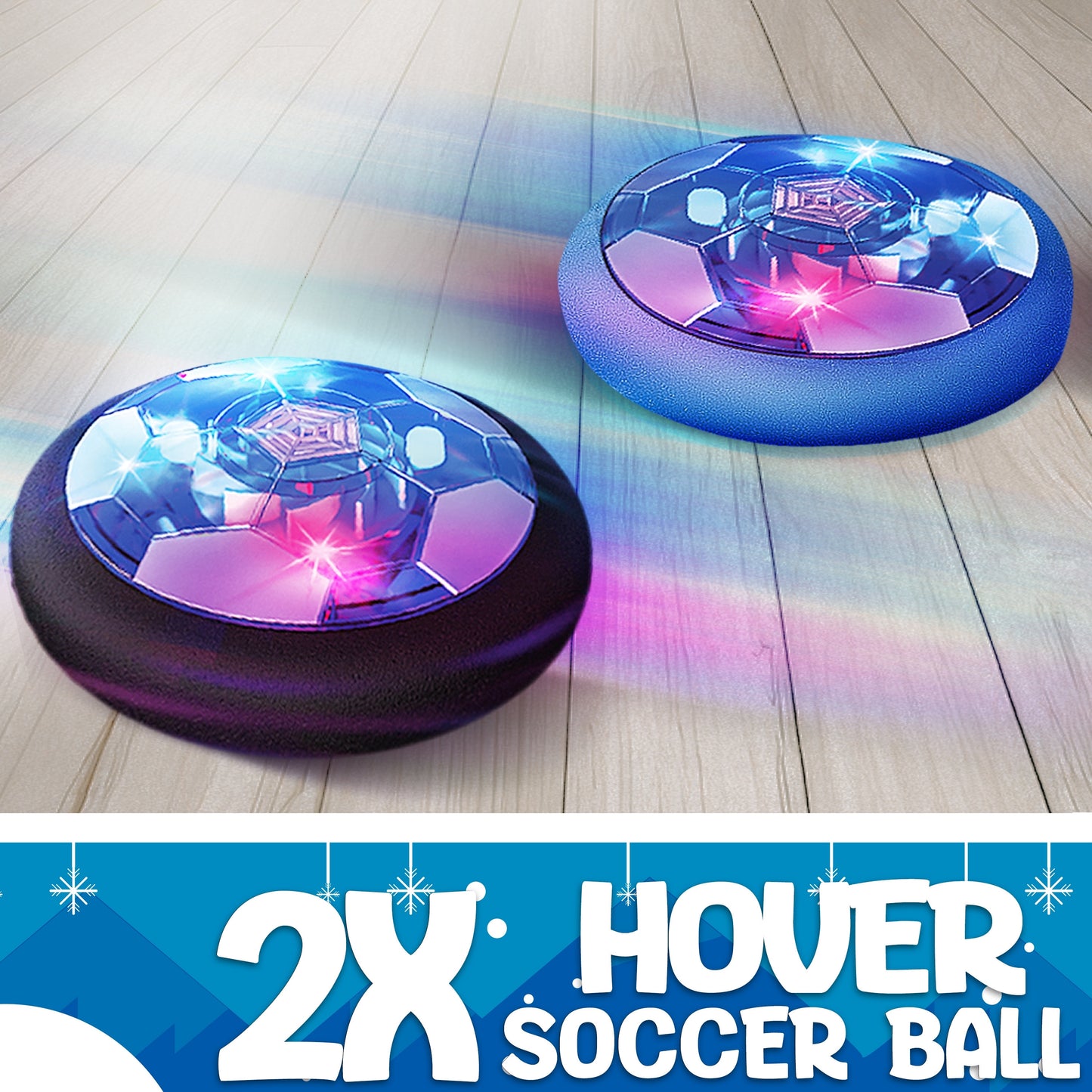 JoyX Rechargeable Air Hover Soccer Balls for Kids – Indoor Games with LED Lights 2 Pack