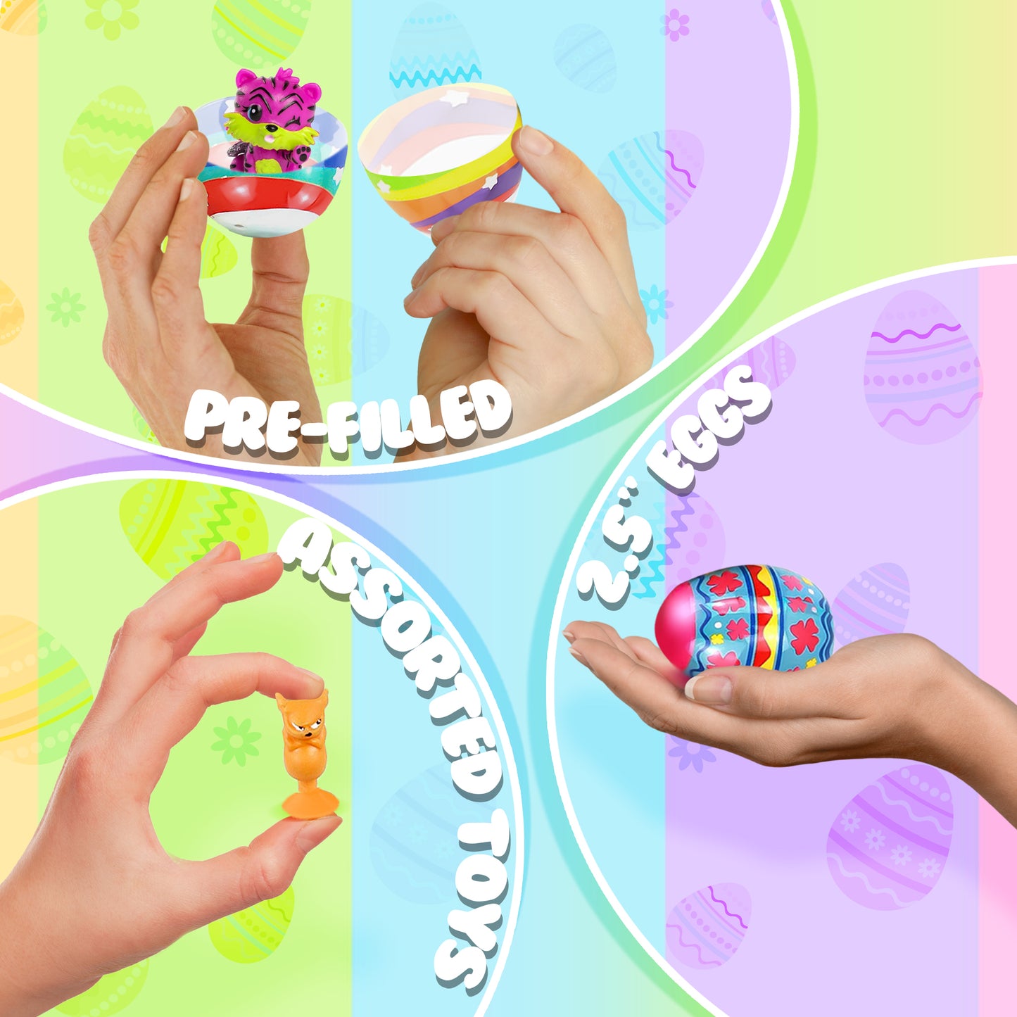JoyX 34 Pcs Prefilled Easter Eggs with Assorted Toys and Easter Bracelets, Party Favors, Easter Basket Stuffers, Stuffed Egg Hunt Supplies, Party Favor