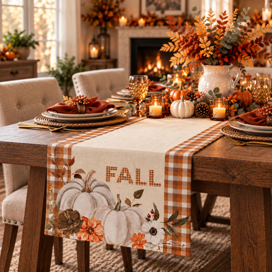 Fall Table Runner 14x72 | Pumpkin Thanksgiving Decor | DecorX