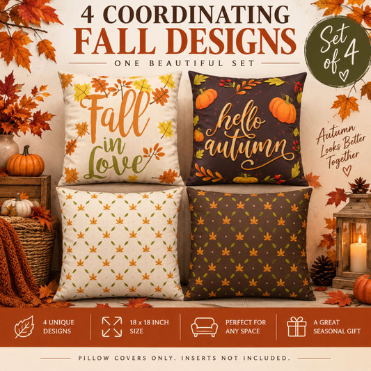 DecorX Fall Pillow Covers Set of 4 – 18x18 Autumn Decor