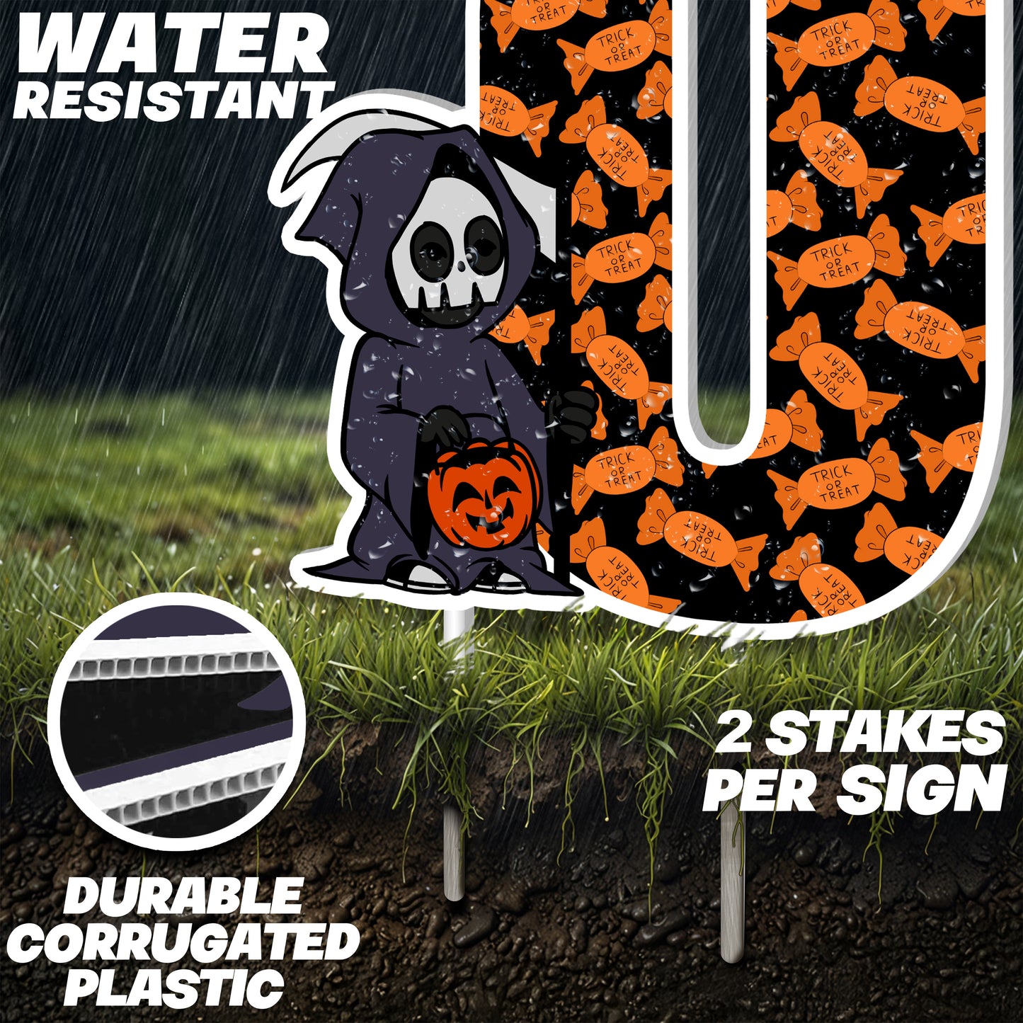 Happy Halloween 14-Piece Yard Sign Set Spooky Outdoor Decor