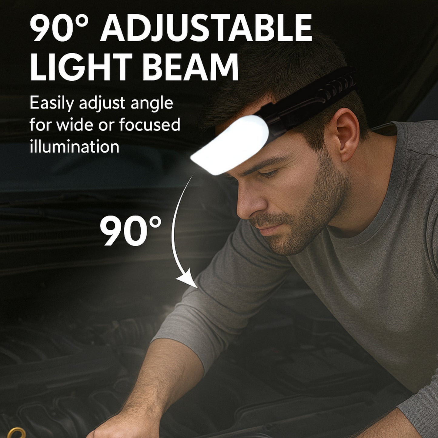 DecorX 1500 Lumens Rechargeable LED Headlamp for Adults, 230° Wide Beam, Adjustable Light Bar, 5000mAh Battery, IPX6 Waterproof + Multitool – Camping, Hiking, Running, Hunting & Construction