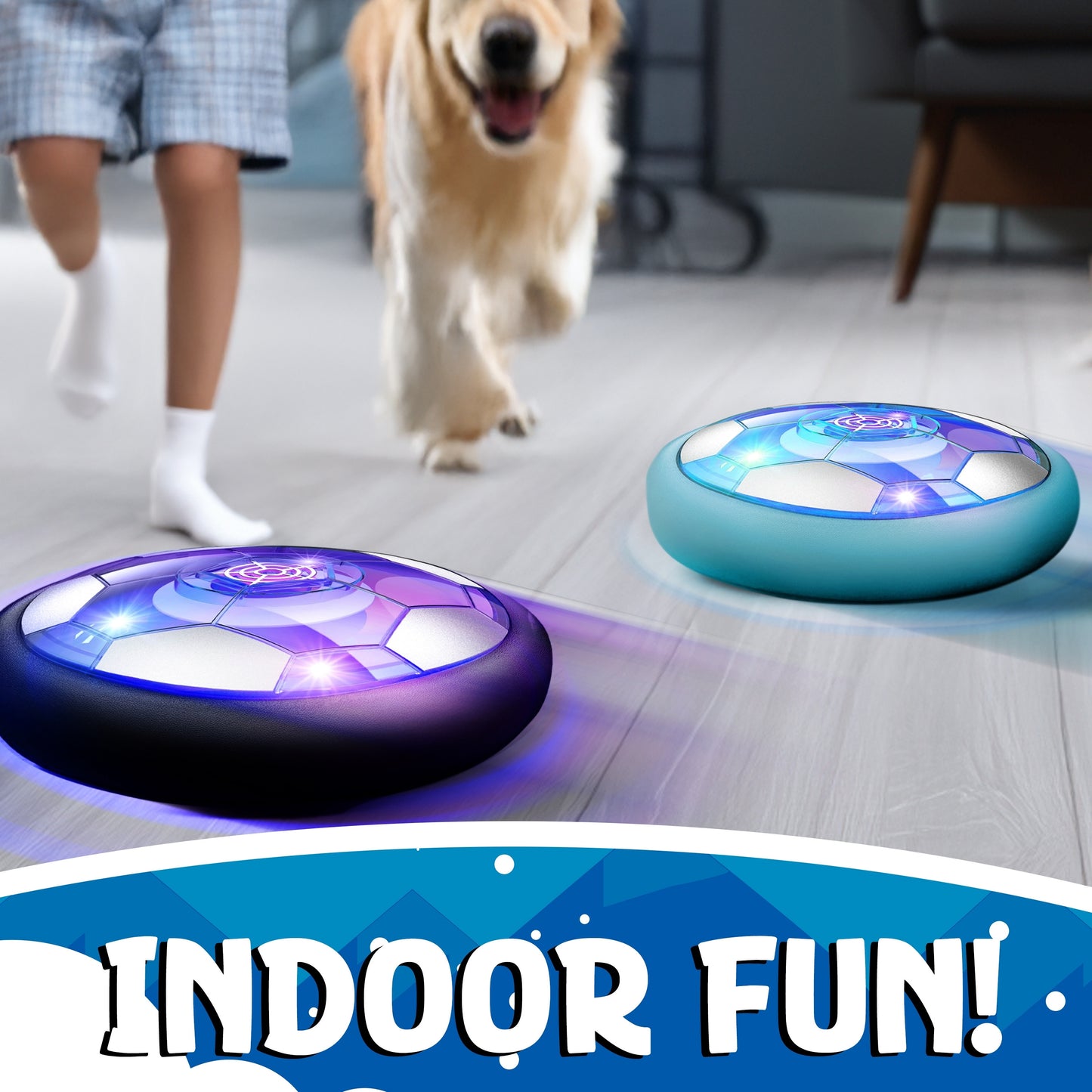 JoyX Rechargeable Air Hover Soccer Balls for Kids – Indoor Games with LED Lights 2 Pack