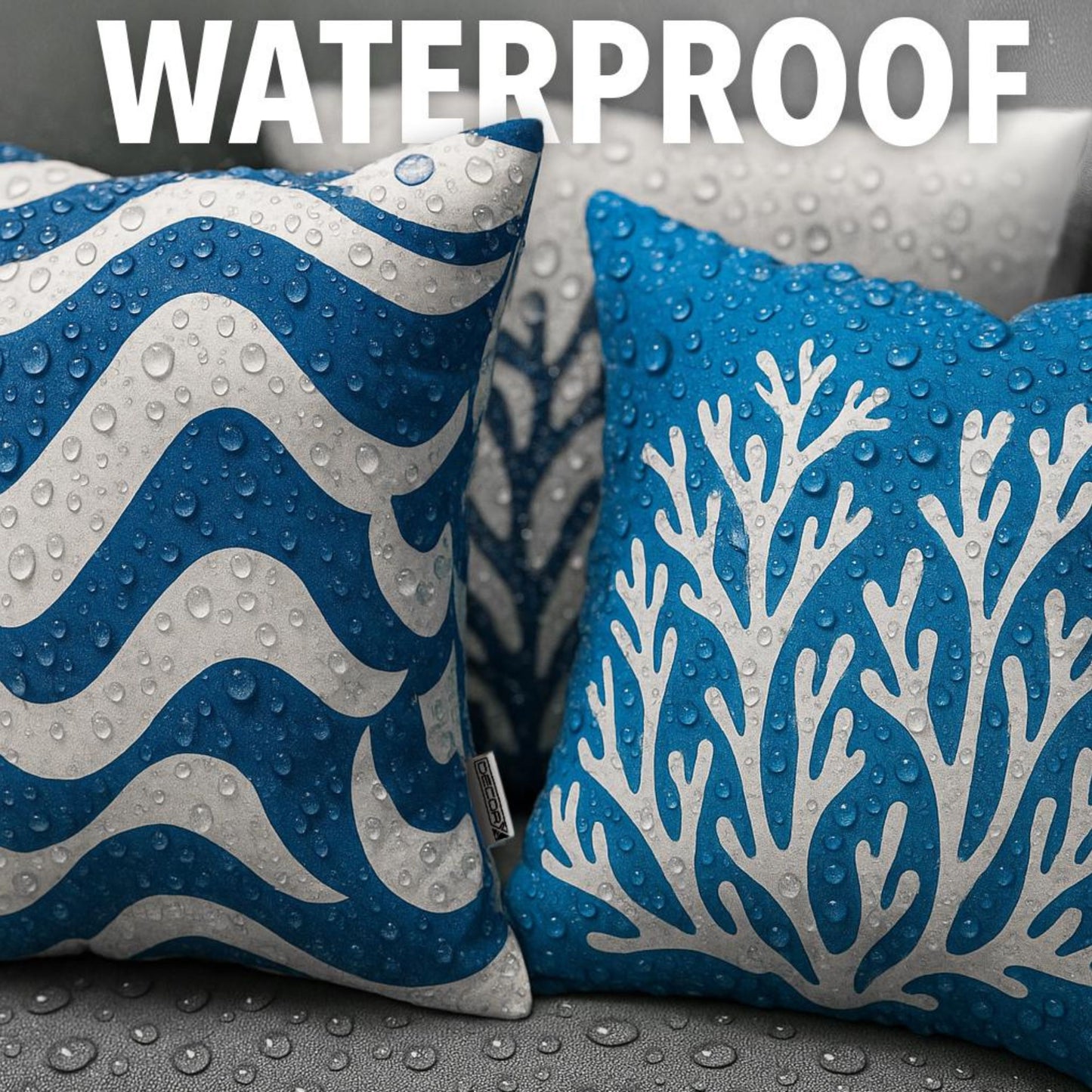 DecorX 5-Pack 18x18 Blue & White Outdoor Pillow Covers – Coastal Waterproof Set