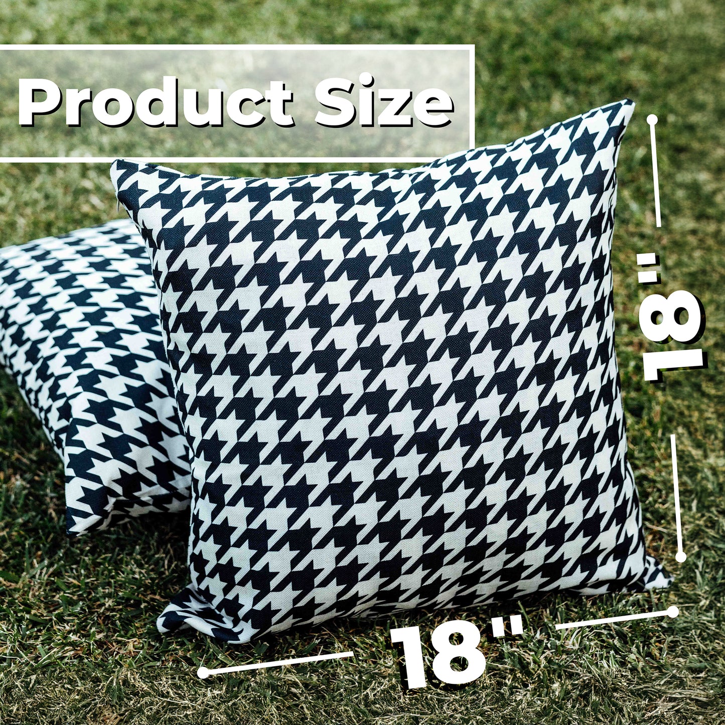 DecorX Outdoor Pillow Covers 2 Pack Patio Decorative Accent Throw Pillow Covers, Houndstooth Blue and White