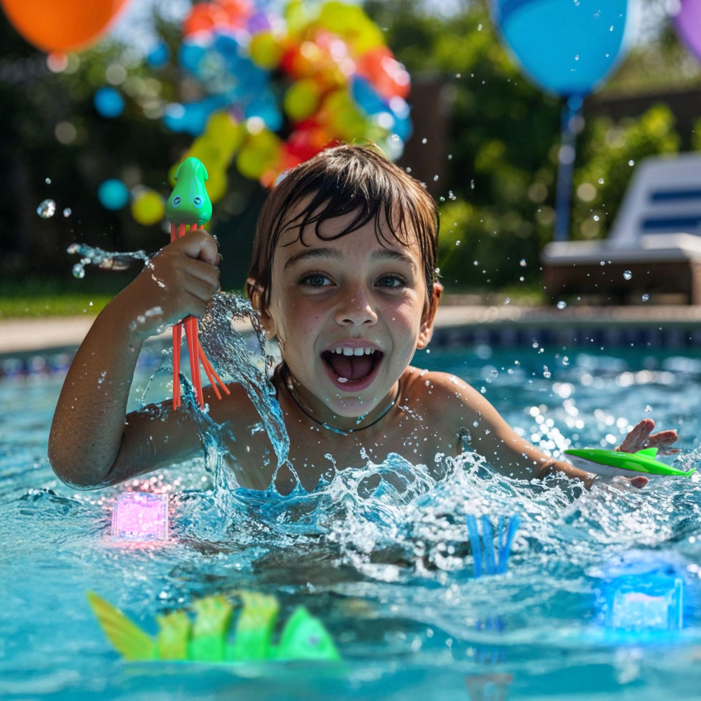 35 Pcs Pool Toys Set with LED Pool Light Cubes Diving and Swimming Learning for Kids