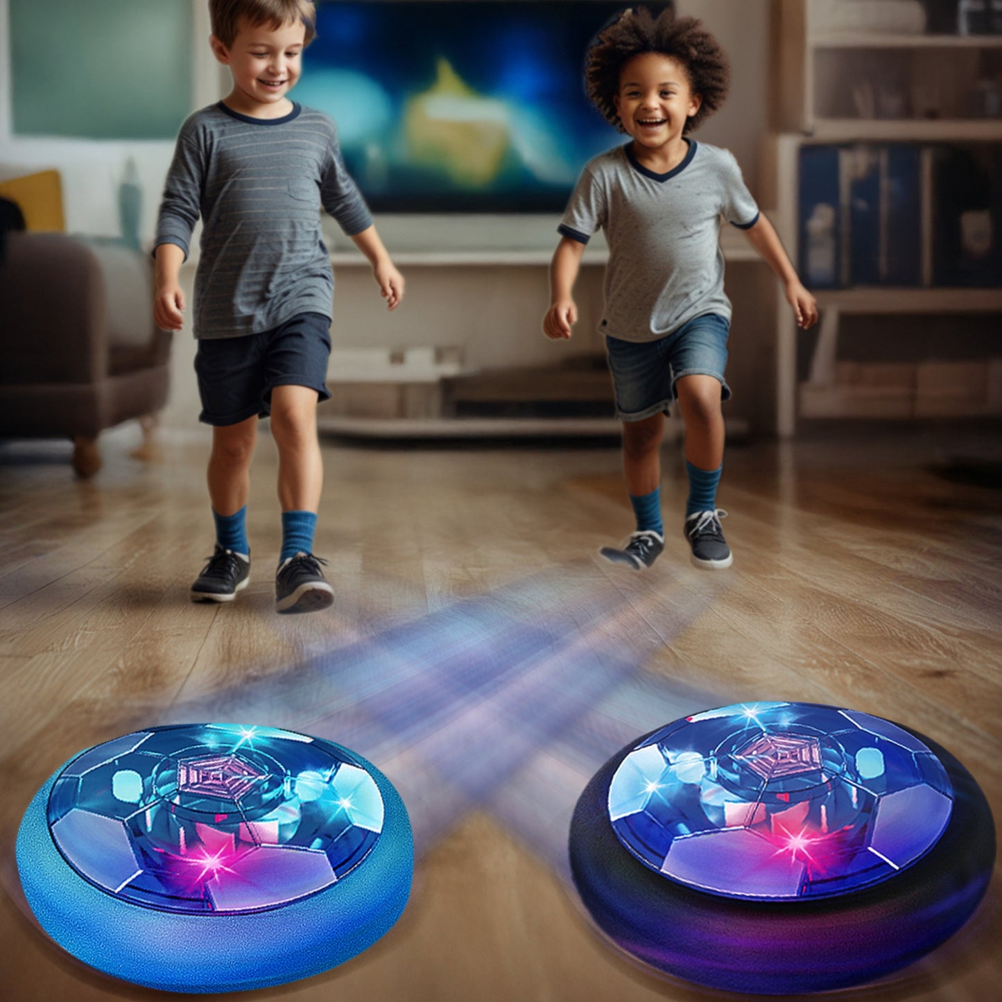 JoyX Rechargeable Air Hover Soccer Balls for Kids – Indoor Games with LED Lights 2 Pack
