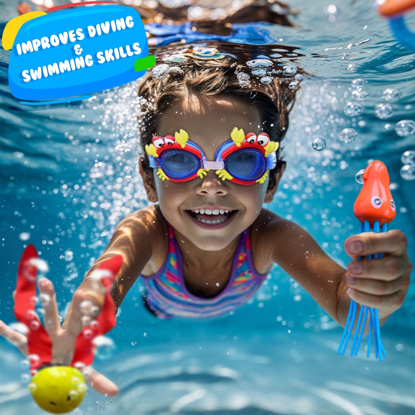 35 Pcs Pool Toys Set with LED Pool Light Cubes Diving and Swimming Learning for Kids