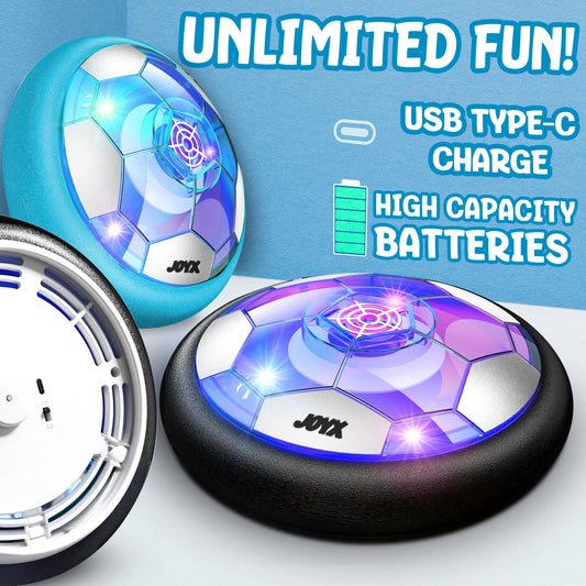 JoyX Rechargeable Air Hover Soccer Balls for Kids – Indoor Games with LED Lights 2 Pack