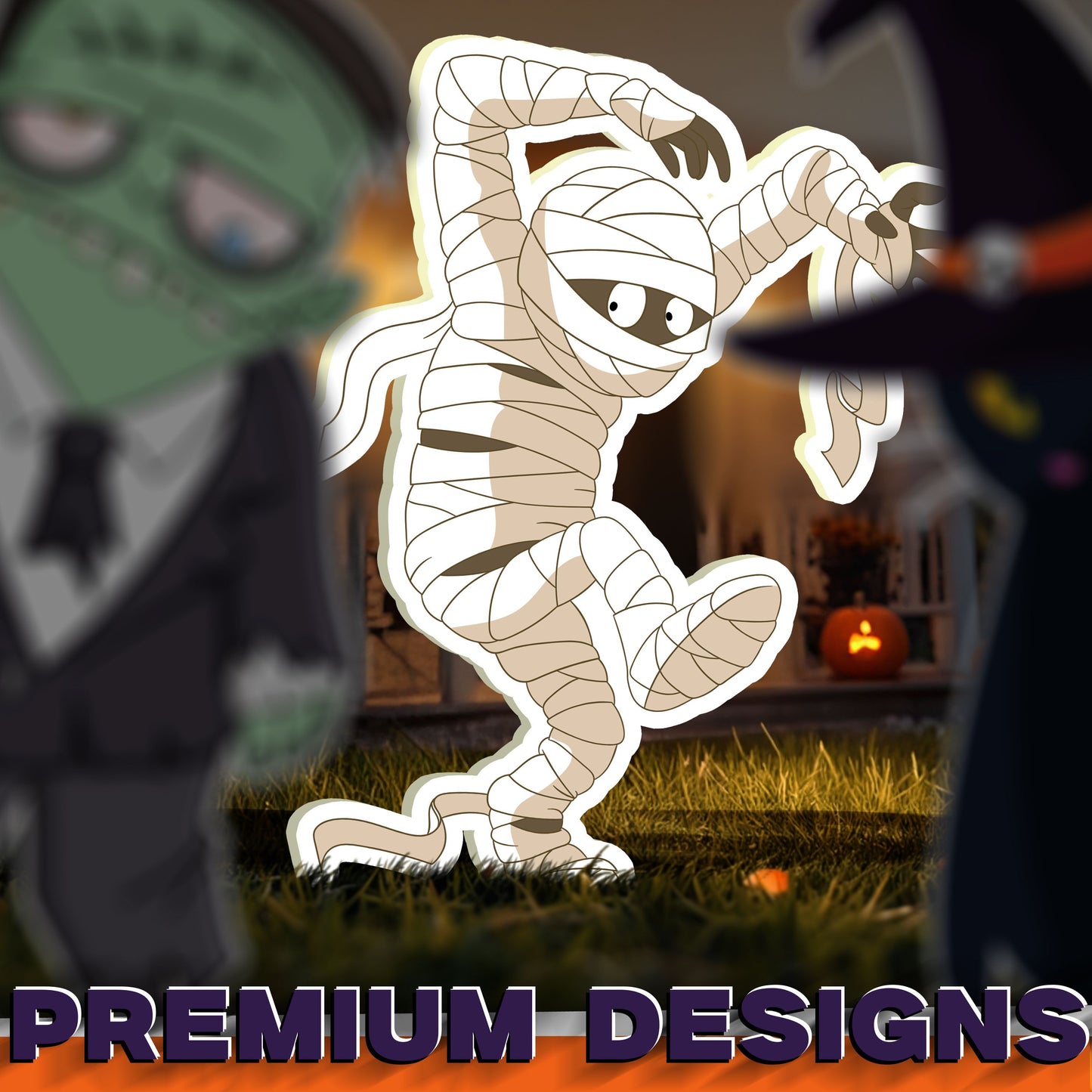 JoyX Halloween Yard Stakes 10-Pack โ Spooky Outdoor Decorations with Skeleton, Ghost, Pumpkin, Witch, Mummy, Cat & More - Durable and Water-Resistant Lawn Signs