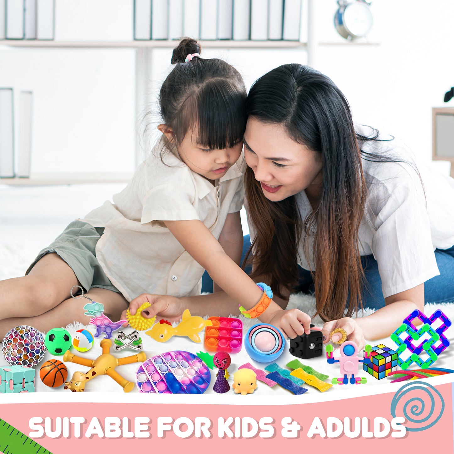 JoyX 65-Piece Sensory Fidget Toy Set - Focus & Stress Relief Tools for Kids with Autism & ADHD