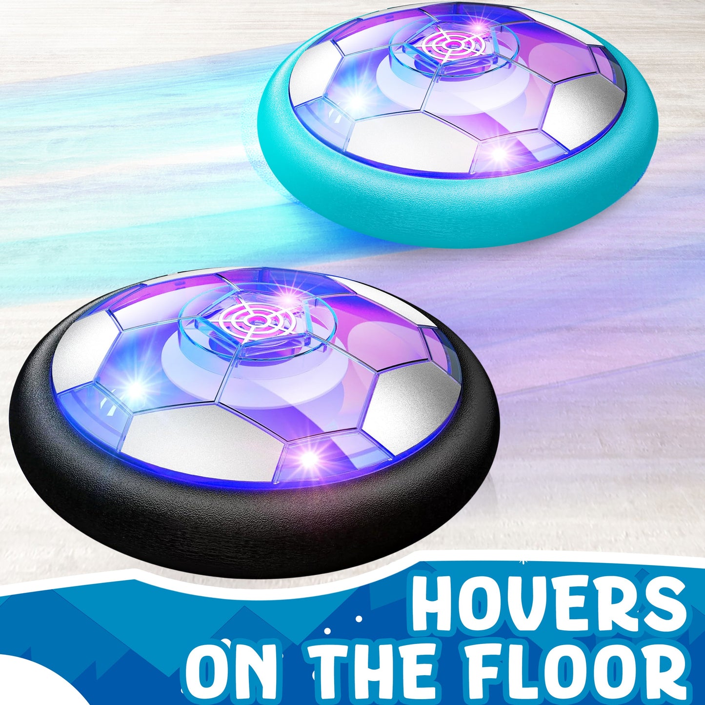 JoyX Rechargeable Air Hover Soccer Balls for Kids – Indoor Games with LED Lights 2 Pack