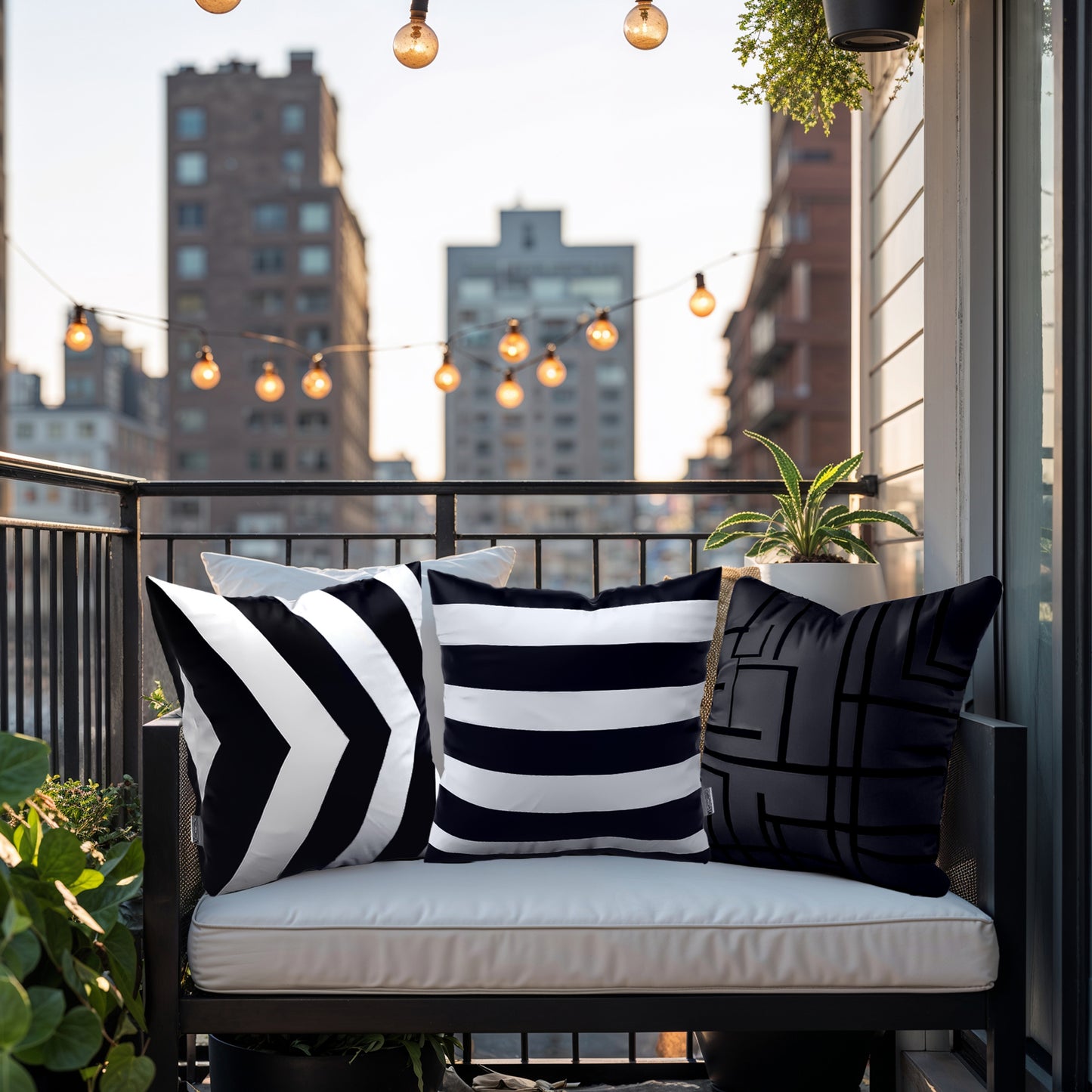 DecorX 4-Pack 18x18 Black & White Outdoor Pillow Covers – Waterproof & Modern Geometric