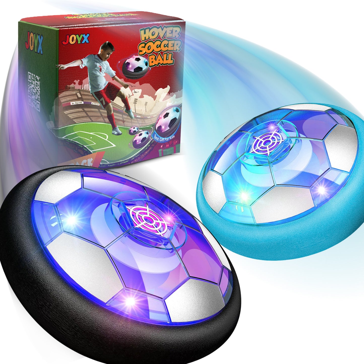 JoyX Rechargeable Air Hover Soccer Balls for Kids – Indoor Games with LED Lights 2 Pack