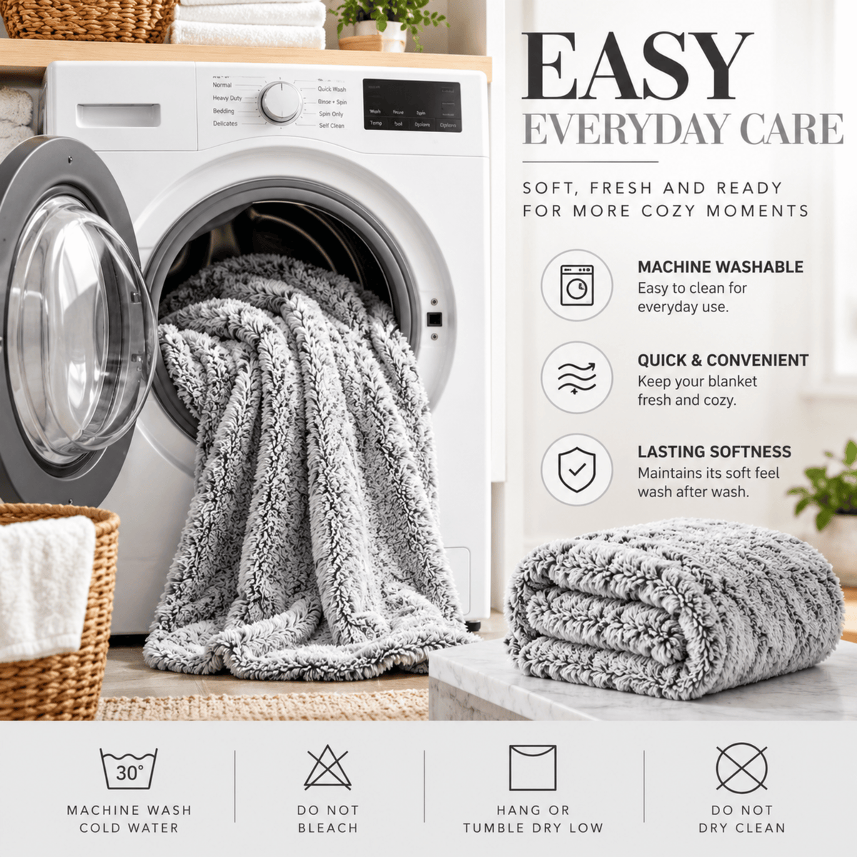 DecorX Gray Flannel Fleece Throw Blanket – 50 x 60 in