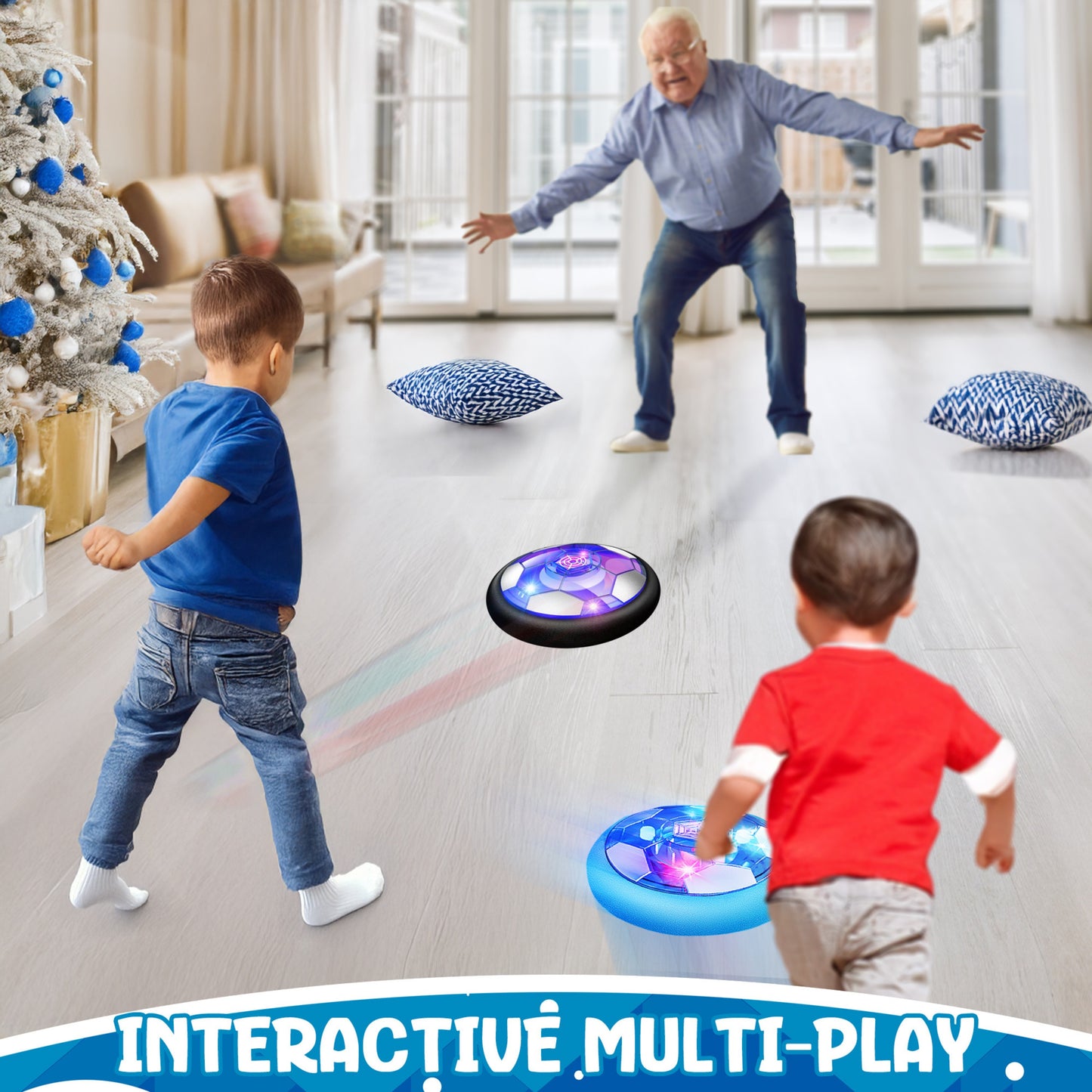 JoyX Rechargeable Air Hover Soccer Balls for Kids – Indoor Games with LED Lights 2 Pack