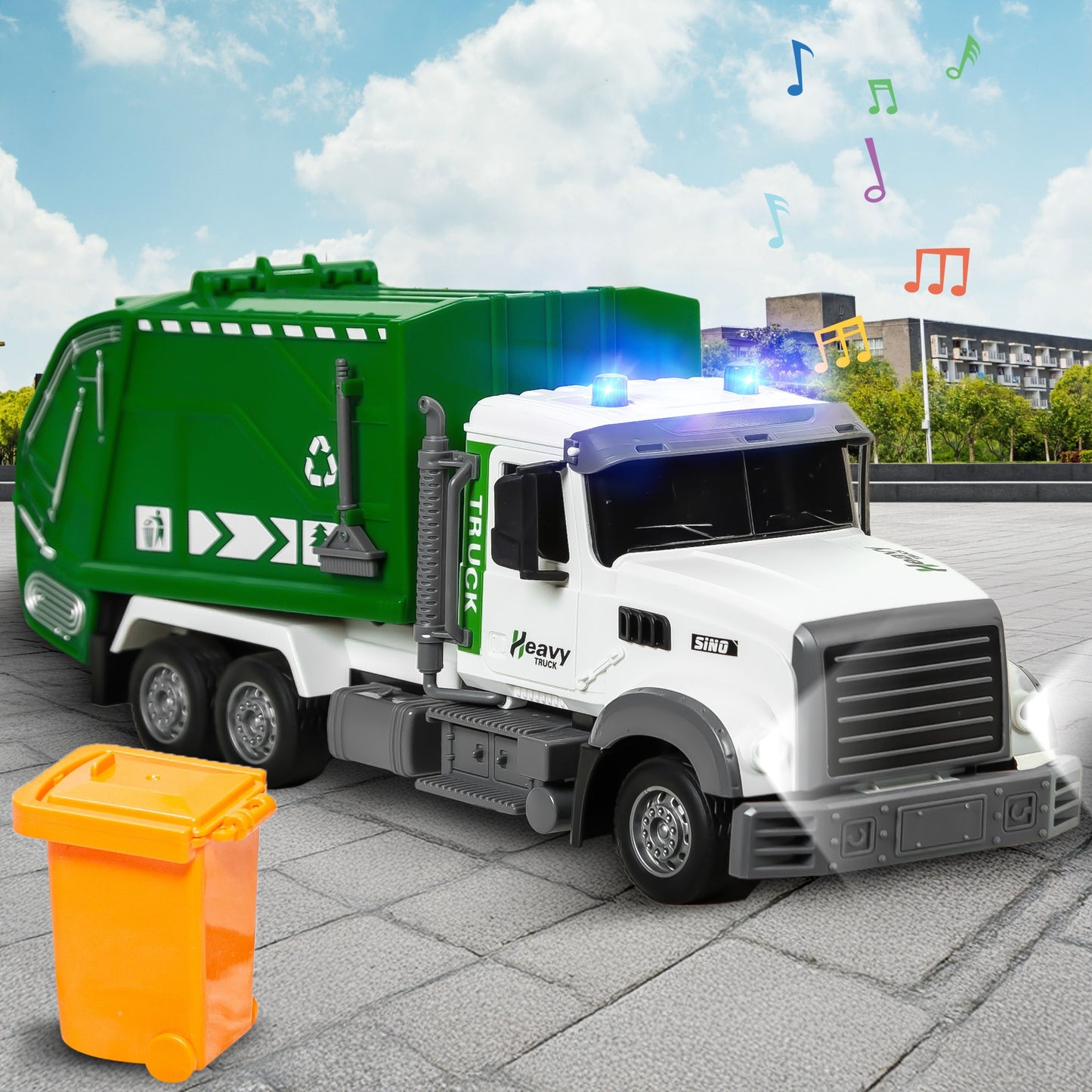 JoyX RC Garbage Truck Toy with LED Lights āRechargeable, Interactive Christmas Gift for Kids 3-8