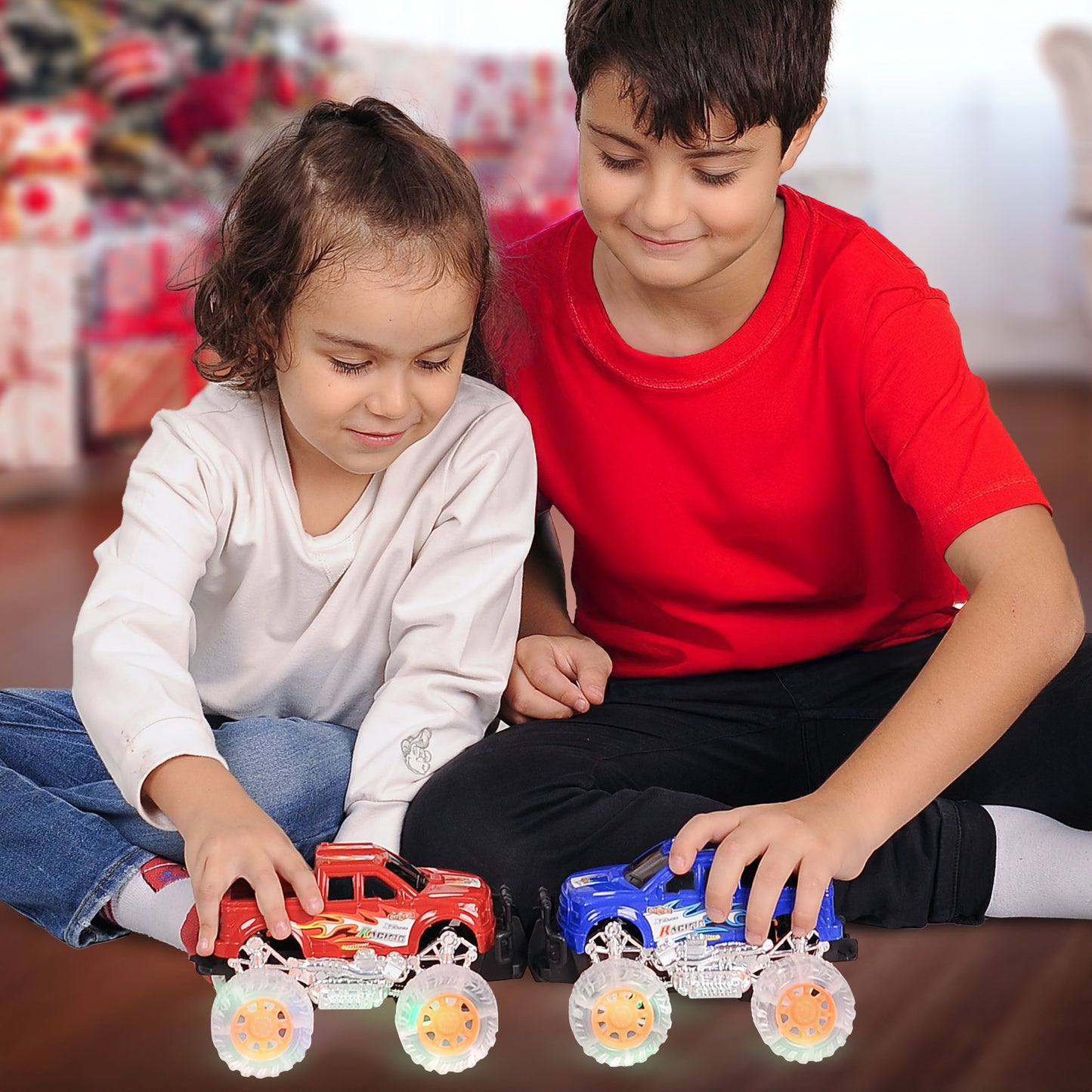 4 Pack Light Up Monster Truck Car Toy with LED Tires