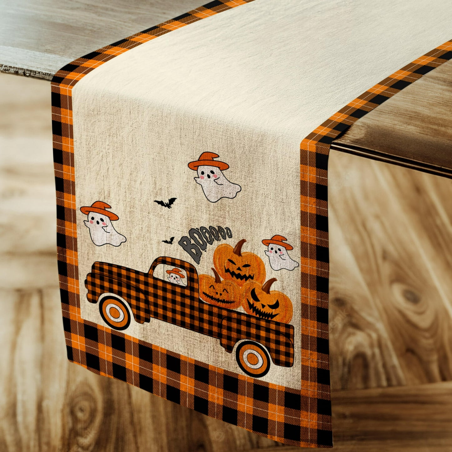 Fall and Halloween Table Runner Cute Ghosts Pumpkin