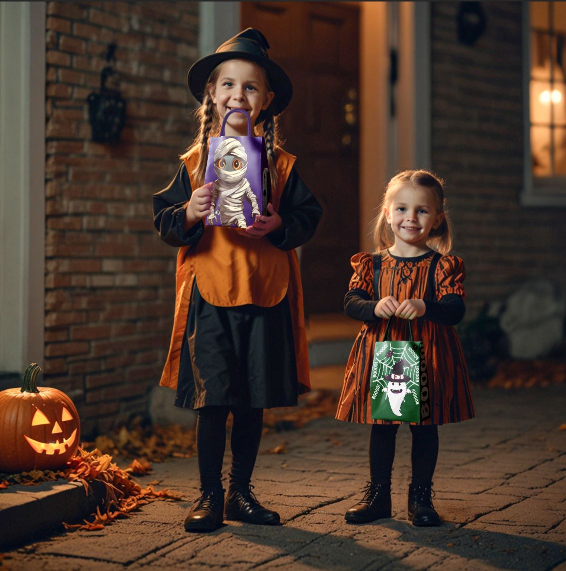 Halloween Candy Bags Glow-in-the-Dark Trick or Treat Bags | Party Supplies (48-Pack)
