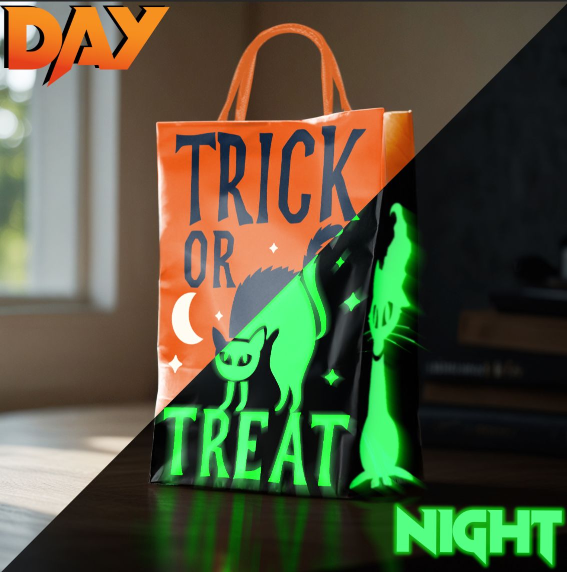Halloween Candy Bags Glow-in-the-Dark Trick or Treat Bags | Party Supplies (48-Pack)
