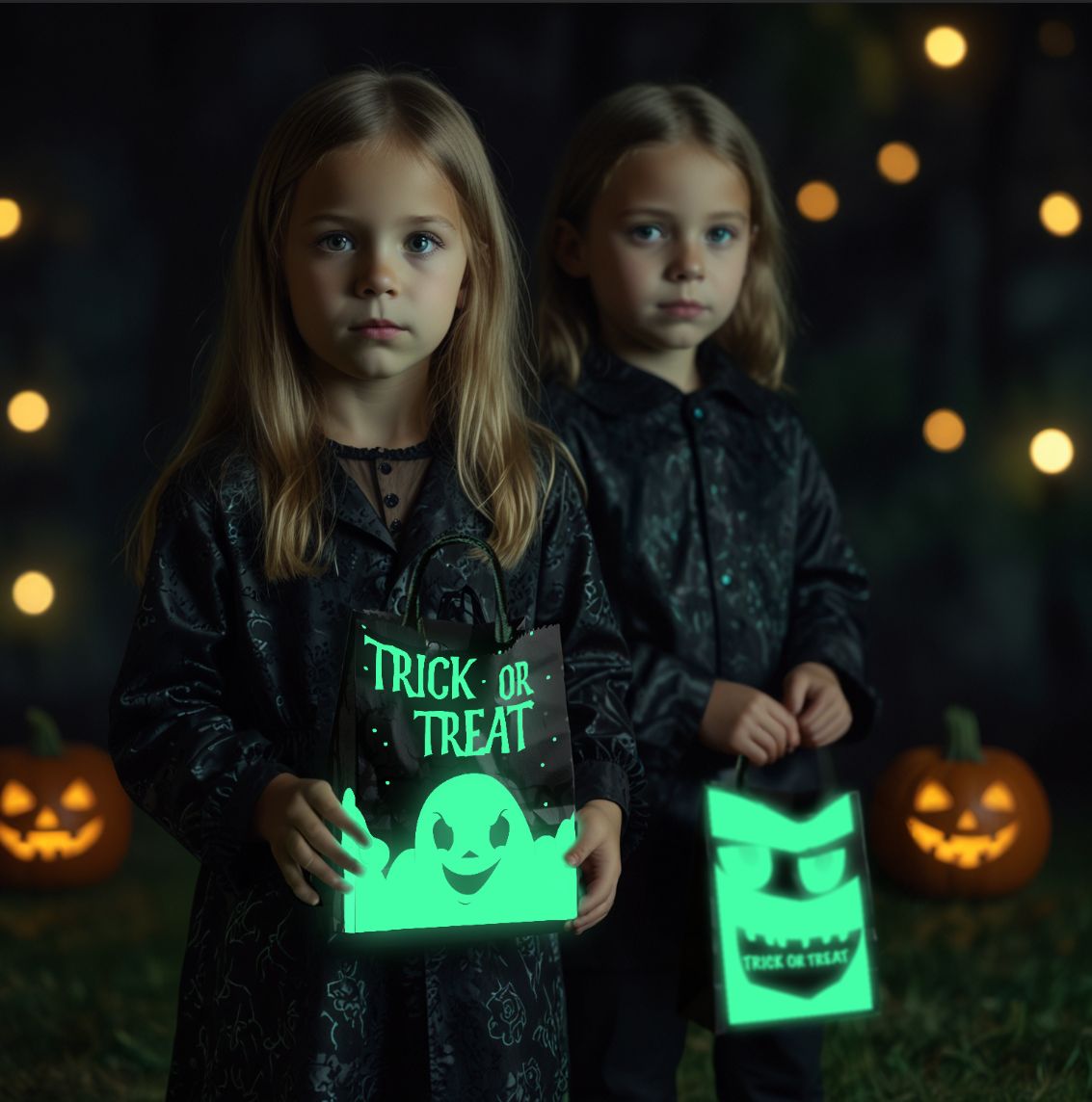 Halloween Candy Bags Glow-in-the-Dark Trick or Treat Bags | Party Supplies (48-Pack)