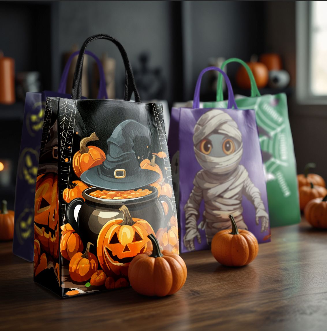 Halloween Candy Bags Glow-in-the-Dark Trick or Treat Bags | Party Supplies (48-Pack)