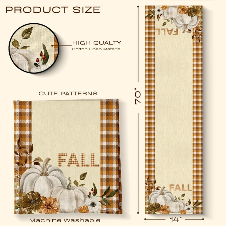 Halloween and Autumn Decor Table Runner Machine Washable Table Runner Made of High Quality Material 72x14 inch