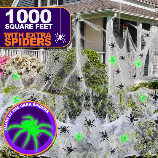 Glow-in-the-Dark Spider Web Decoration - Large and Intricate