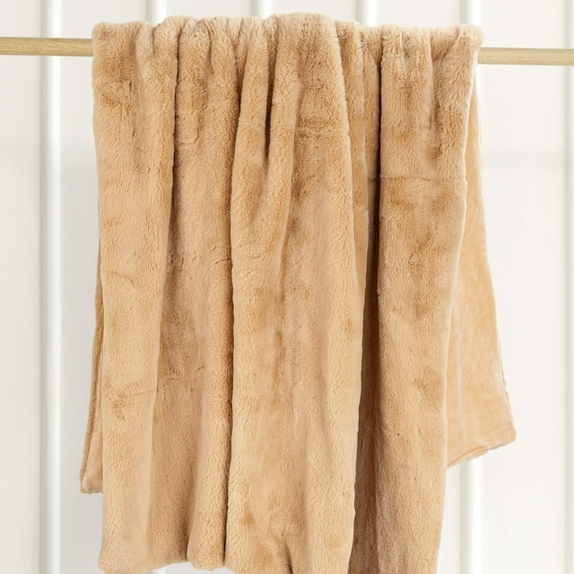 Peach Faux Fur Throw Blanket