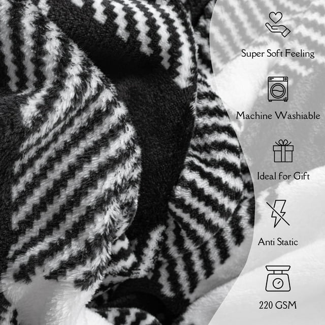 Throw Blanket with Black and White Stripes