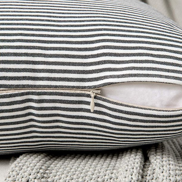Decorative Pillow Covers Brown Faux Leather Boho Stripe Pillowcases