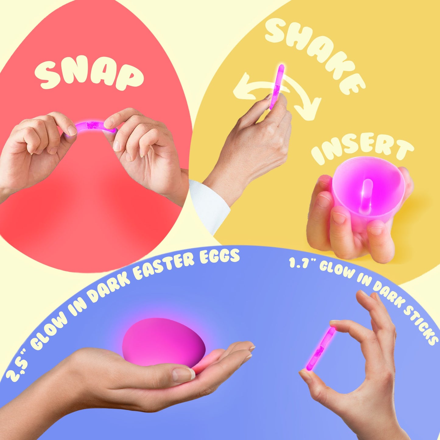 Glowing Easter Eggs with Glow in the Dark Sticks