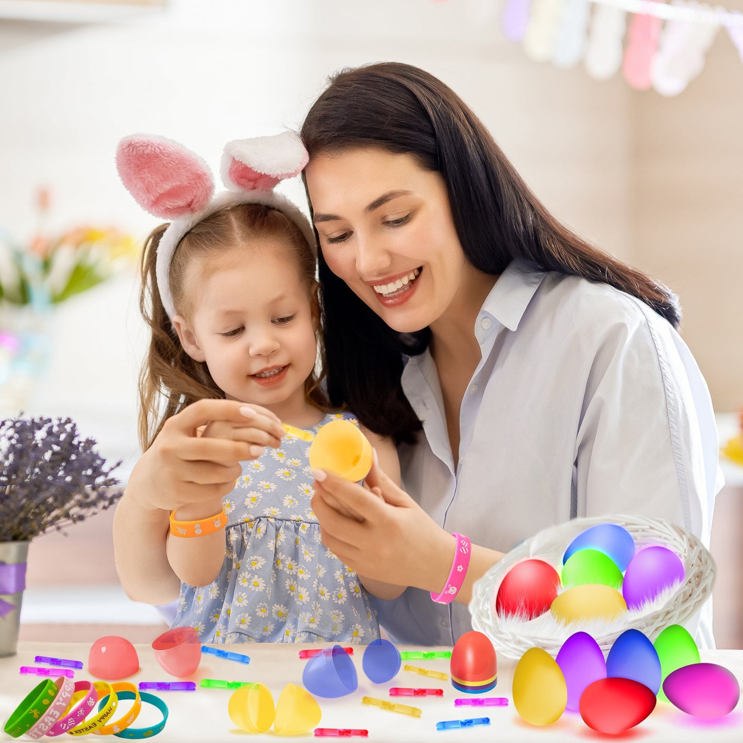 Glowing Easter Eggs with Glow in the Dark Sticks
