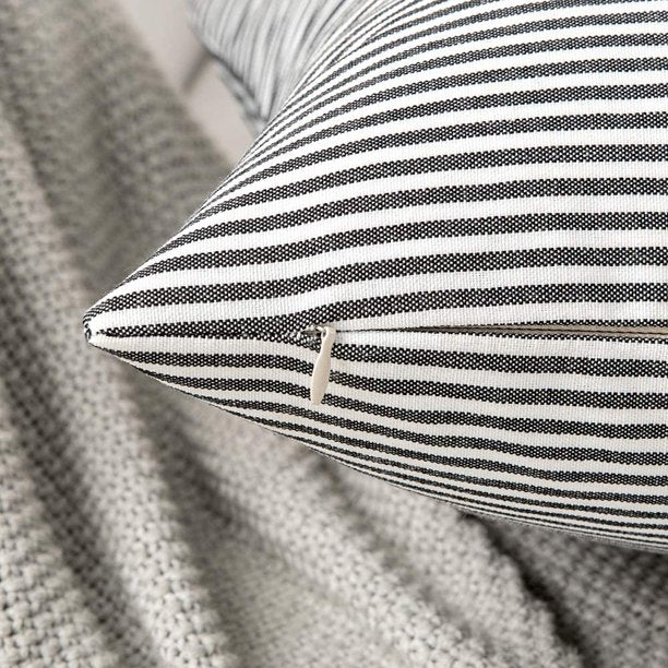 Decorative Pillow Covers Brown Faux Leather Boho Stripe Pillowcases