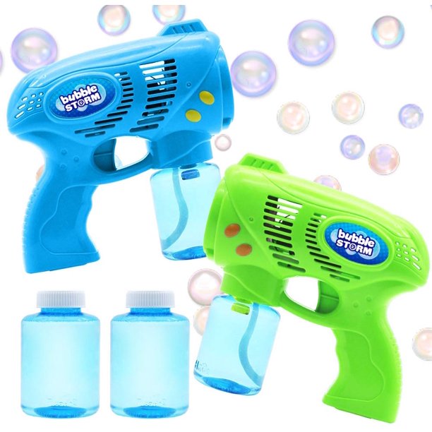 2 Bubble Guns with 2 Bottles Bubble Refill Solution