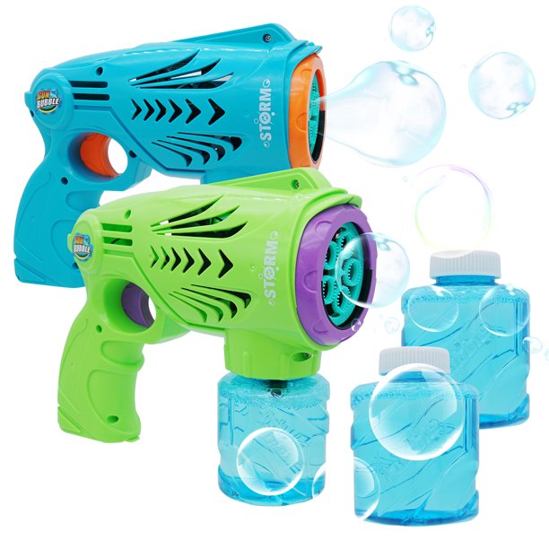 2 Bubble Guns with 2 Bottles Bubble Refill Solution
