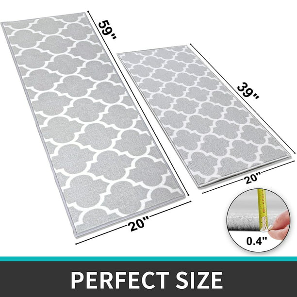2 Pieces Kitchen Rugs and Mats Set Non-Slip Anti-Fatigue