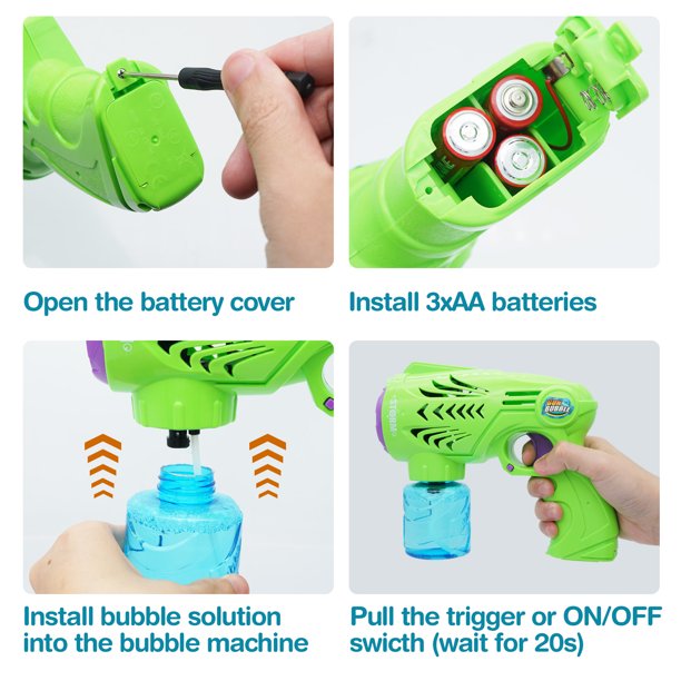 2 Bubble Guns with 2 Bottles Bubble Refill Solution