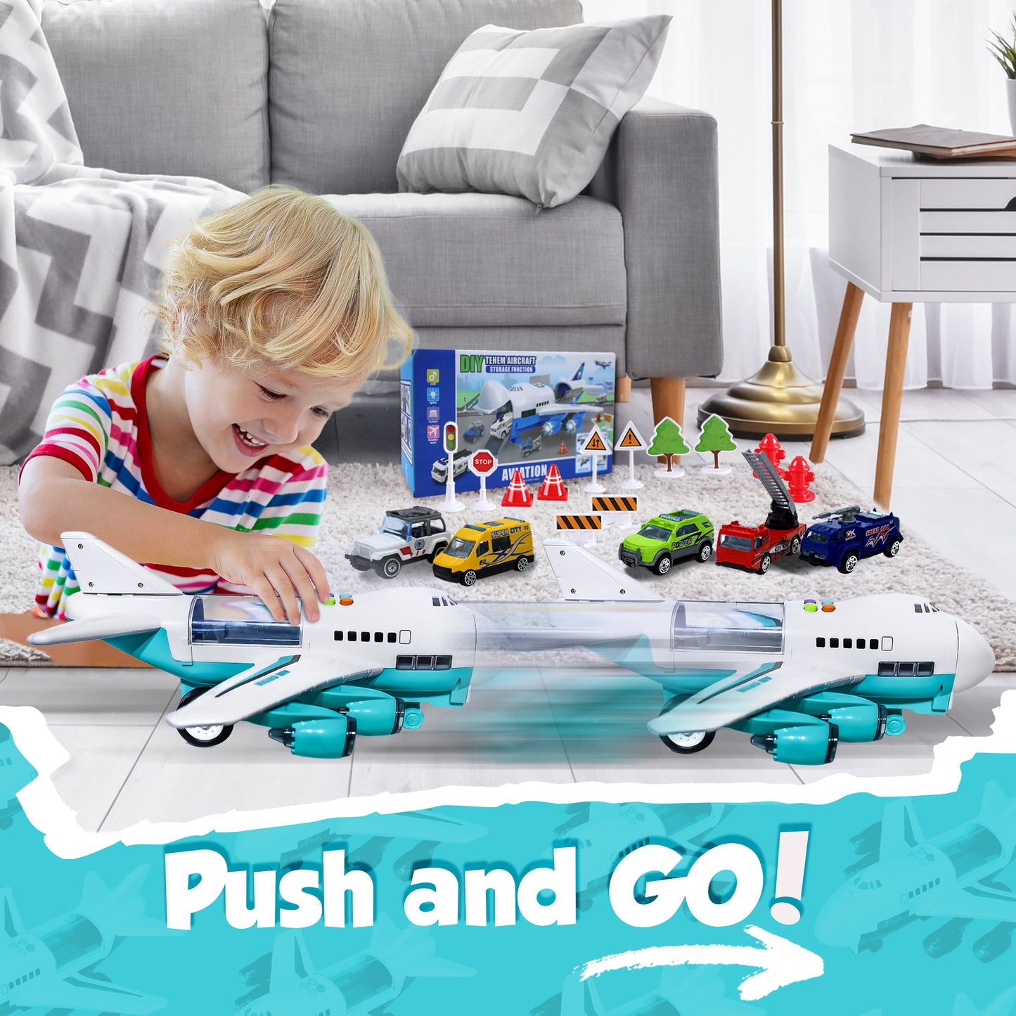 airplane toy that comes with car accessories
