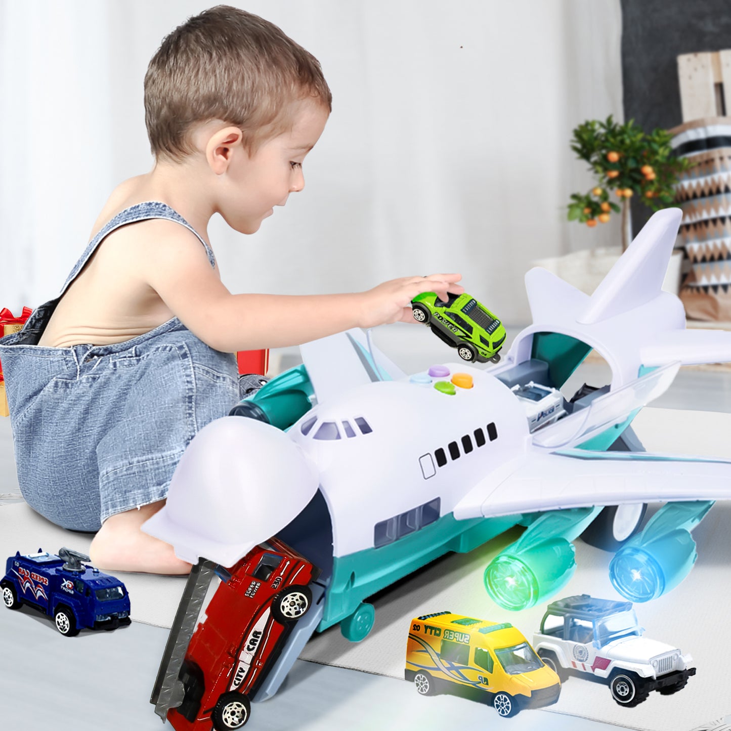 airplane toy that comes with cars